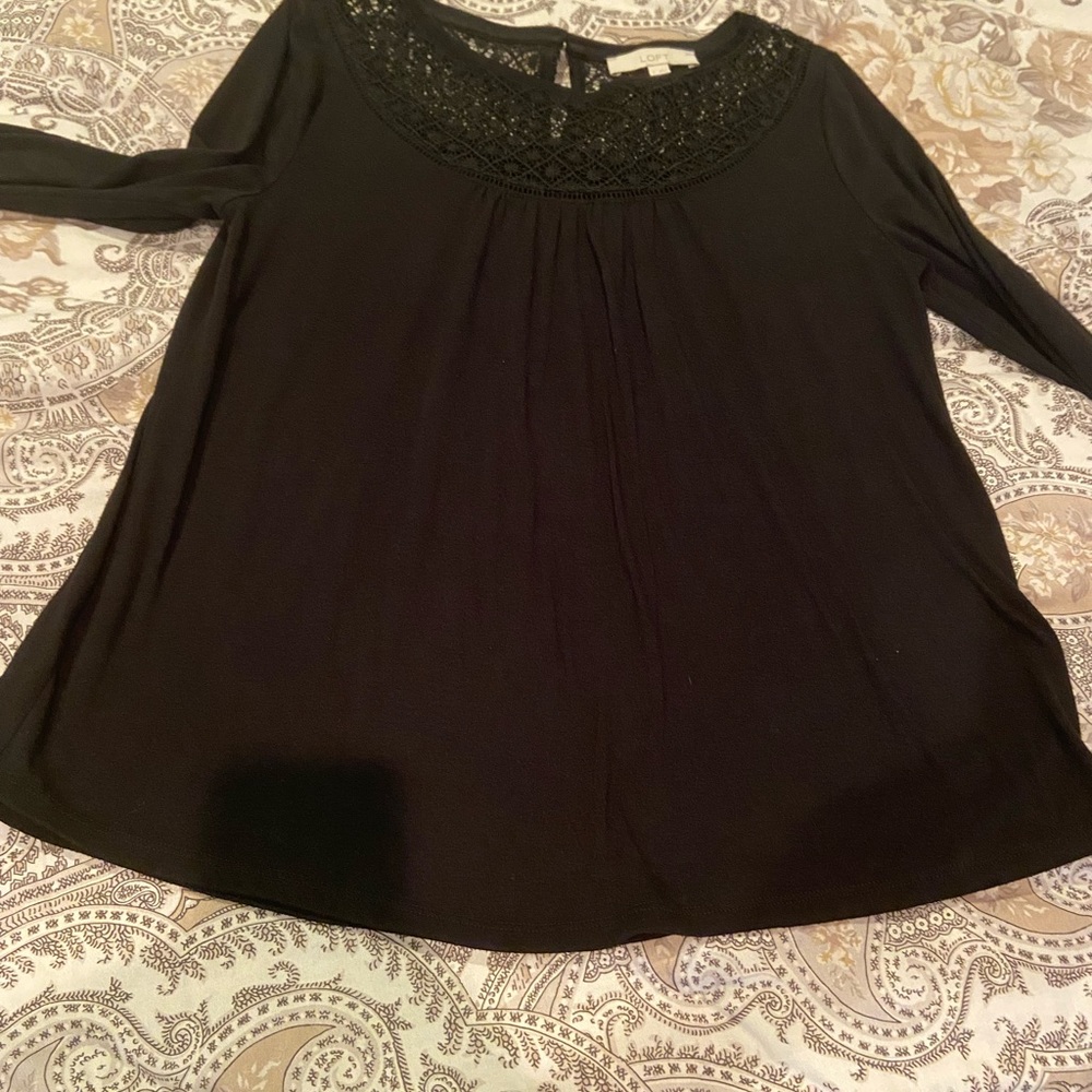 Loft black lace top size medium M
